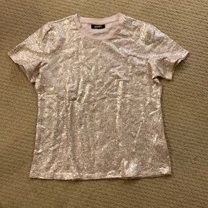 DKNY rose gold sequined shirt size L